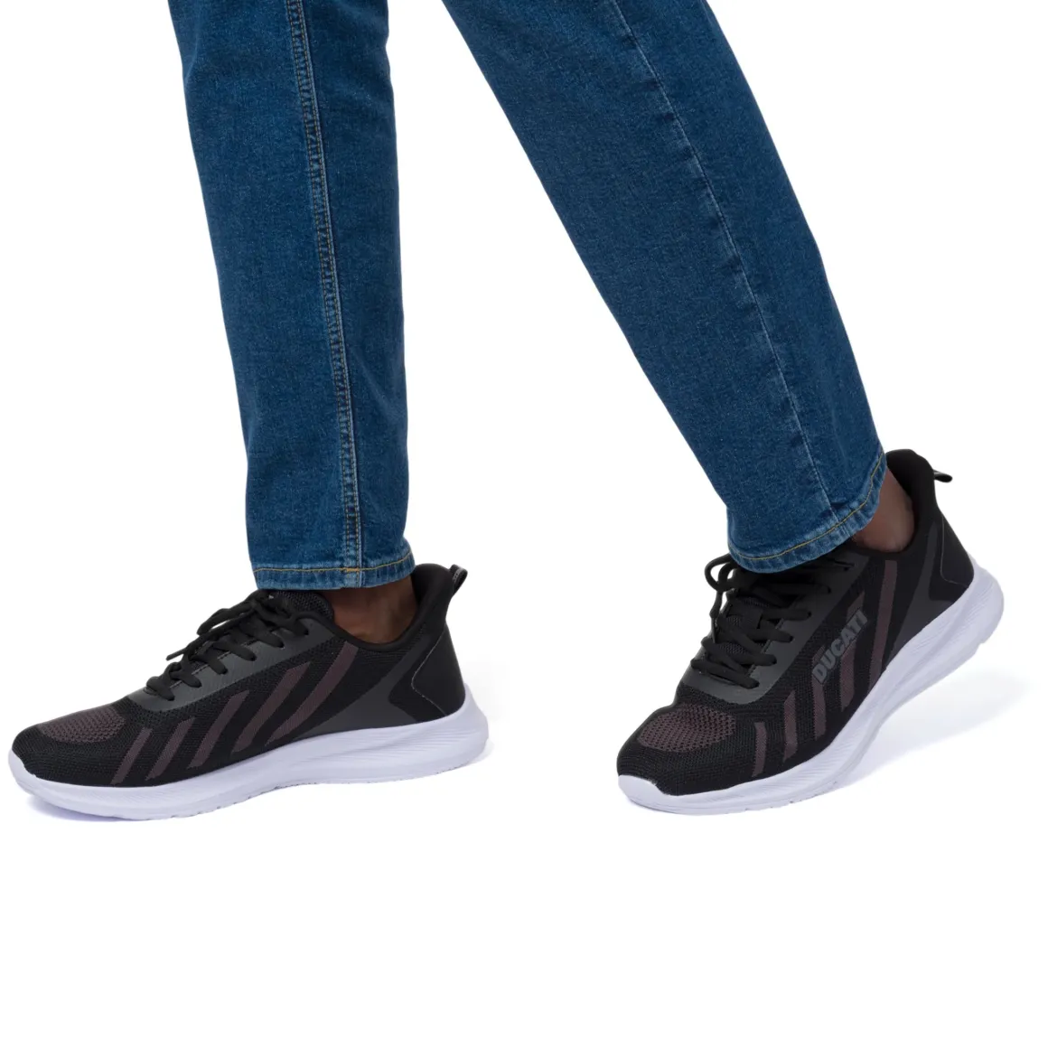 Sneakers nere e grigie da Uomo in tessuto con logo Ducati