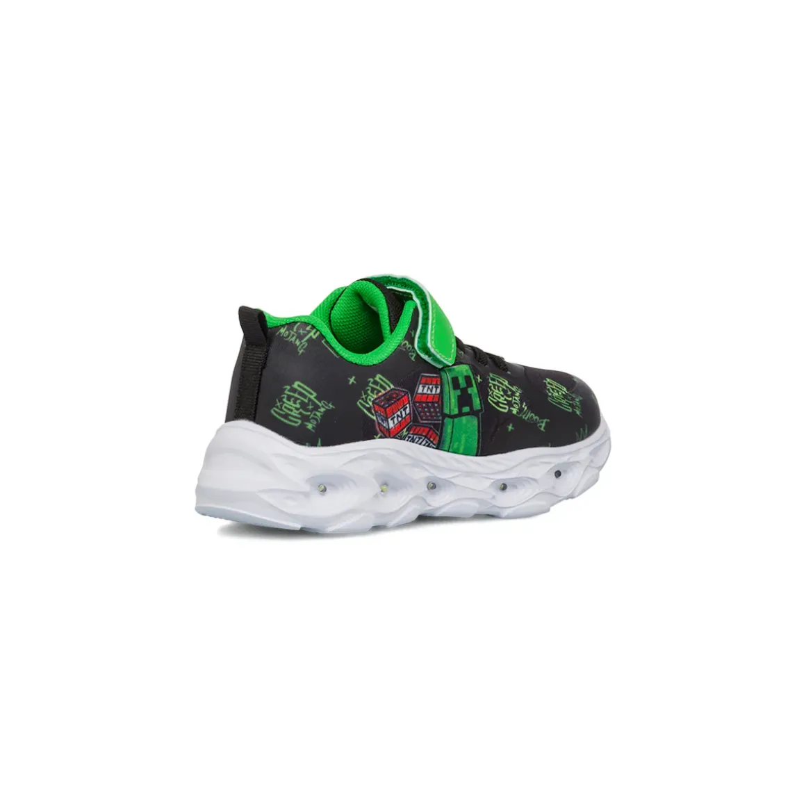 Sneakers nere e verdi da Bambino con luci e stampa Minecraft