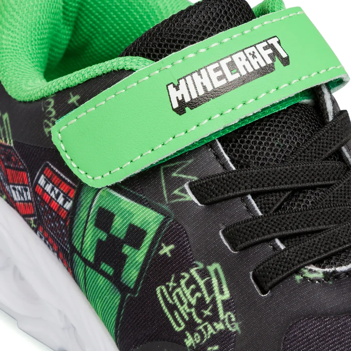 Sneakers nere e verdi da Bambino con luci e stampa Minecraft
