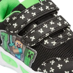 Sneakers nere e verdi da Bambino con Luci nella suola Minecraft
