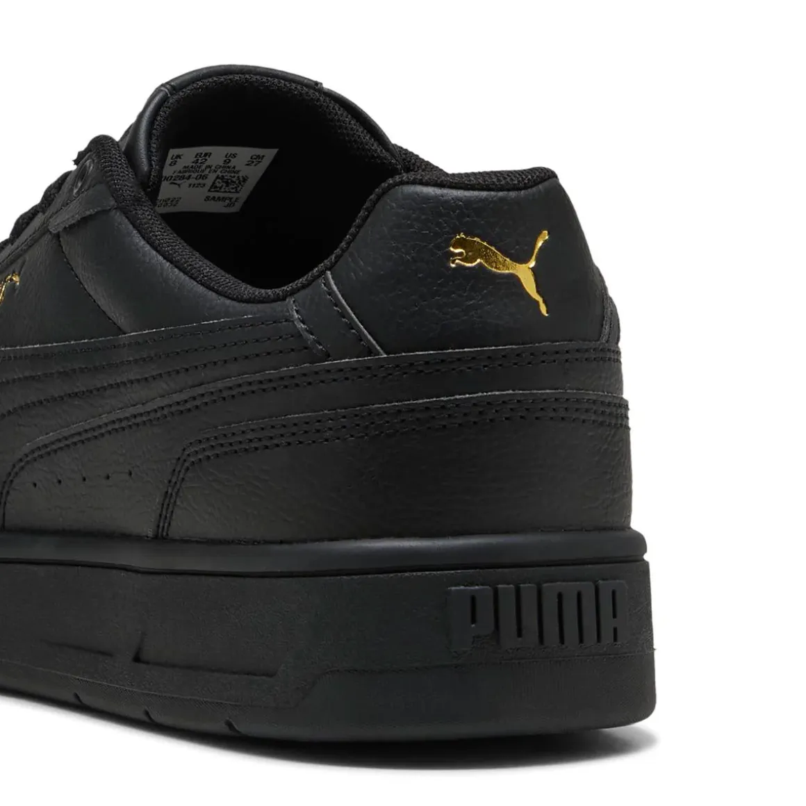 Sneakers Nere Uomo con loghi oro e suola in gomma Puma Court Classico