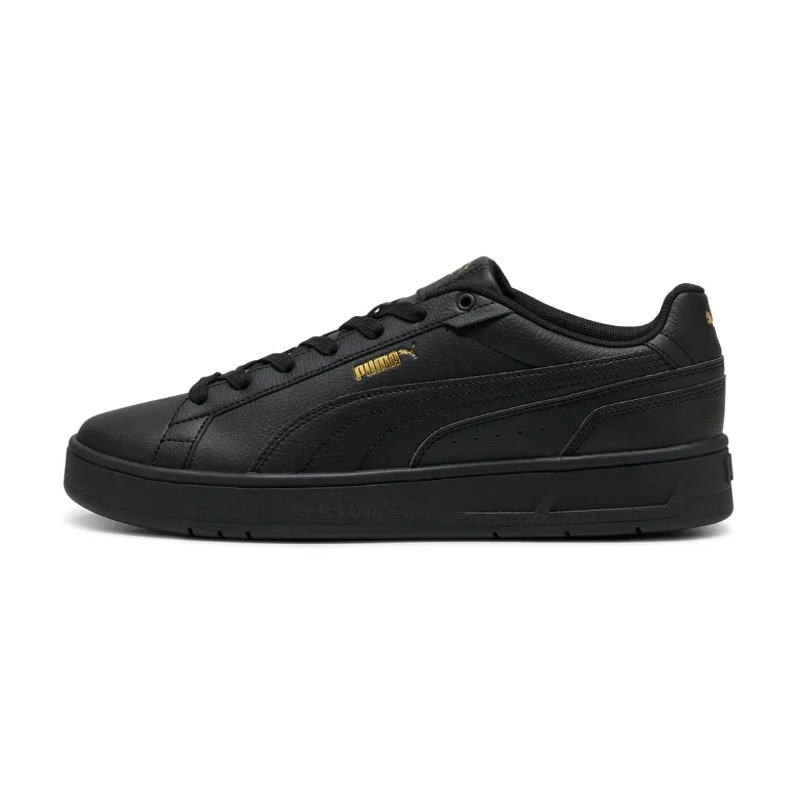 Sneakers Nere Uomo con loghi oro e suola in gomma Puma Court Classico