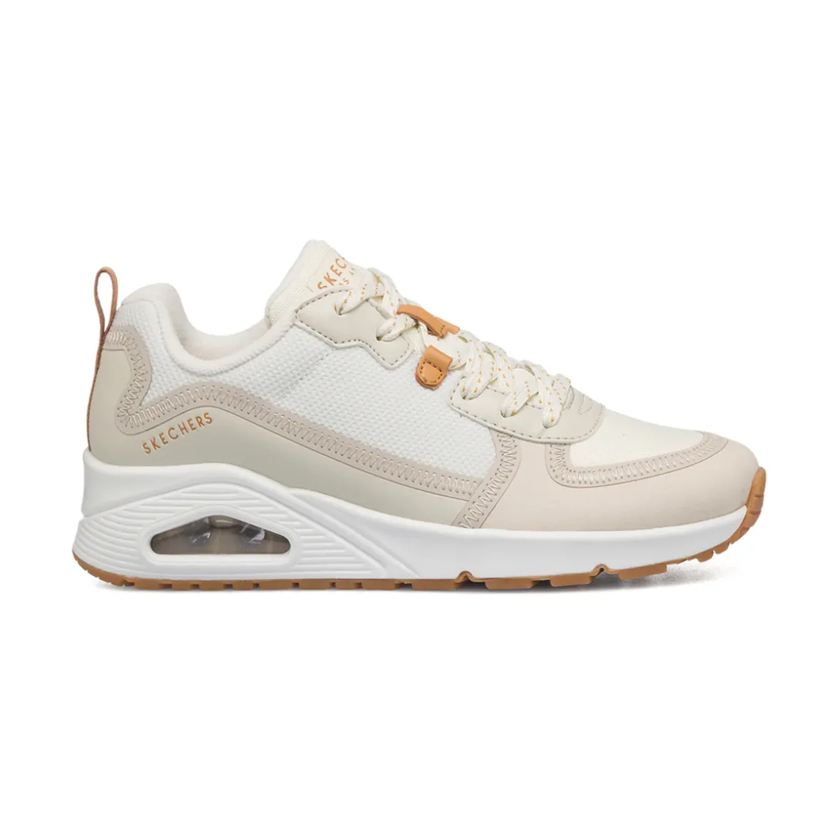 Sneakers off-white da donna con suola ad aria e Memory Foam Skechers Uno