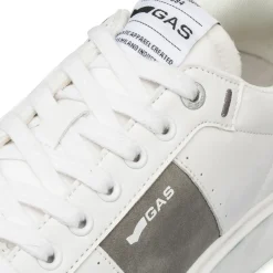 Sneakers platform bianche da Uomo con inserto grigio e logo Gas