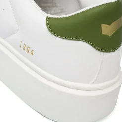 Sneakers platform bianche da Uomo con dettaglio verde militare Gas