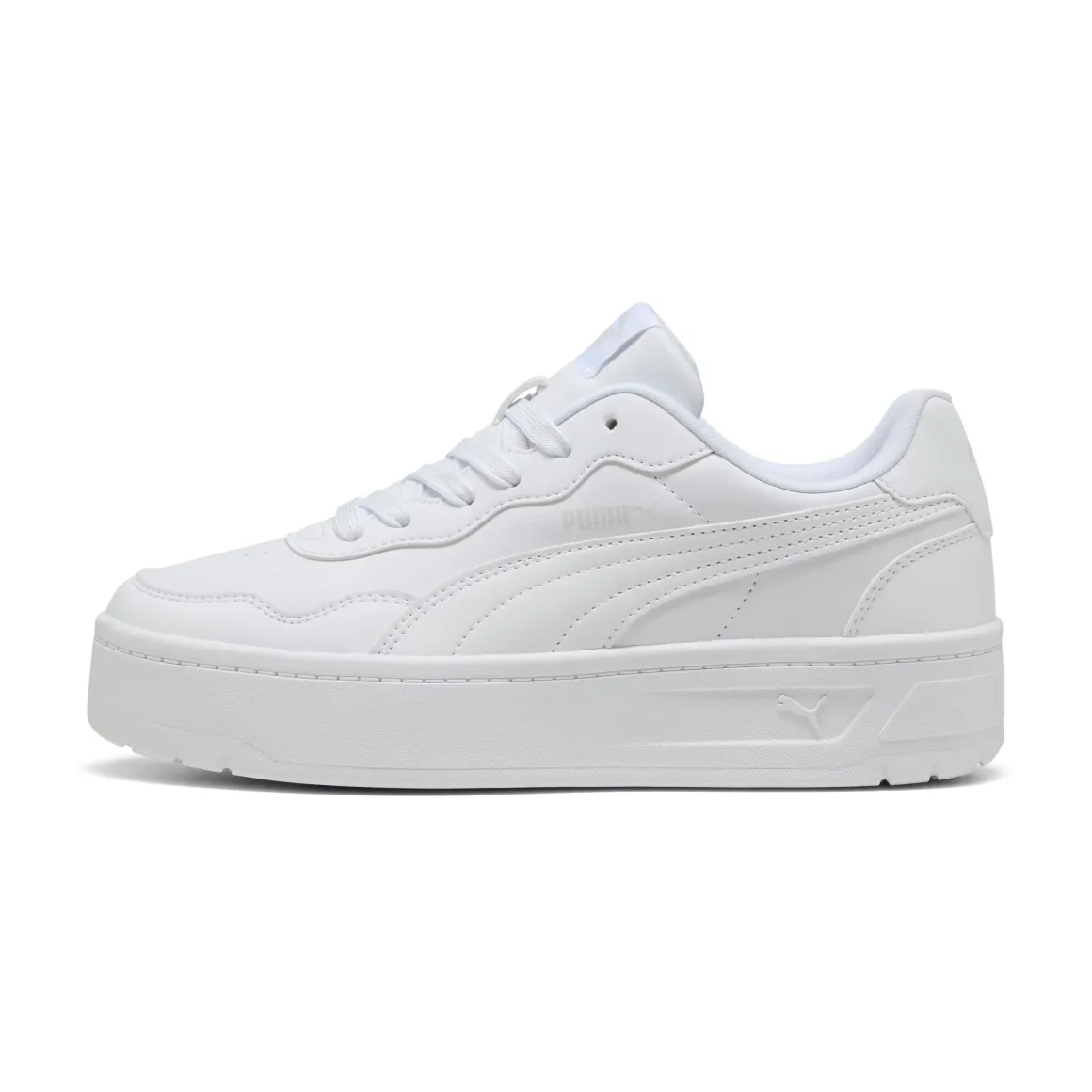 Sneakers platform bianche da donna con logo Puma Court Lally Skye