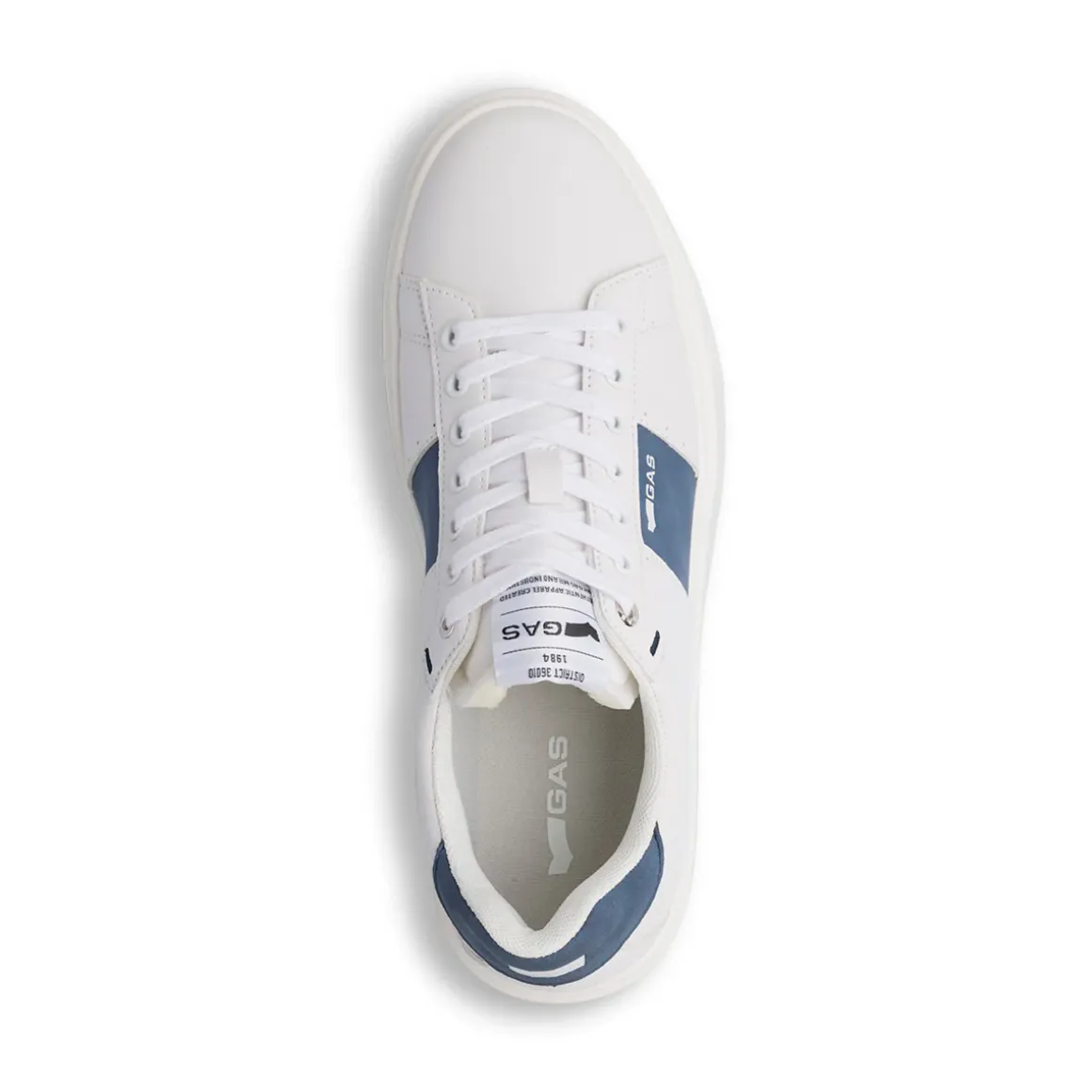 Sneakers platform da Uomo bianche con dettagli blu e con logo Gas