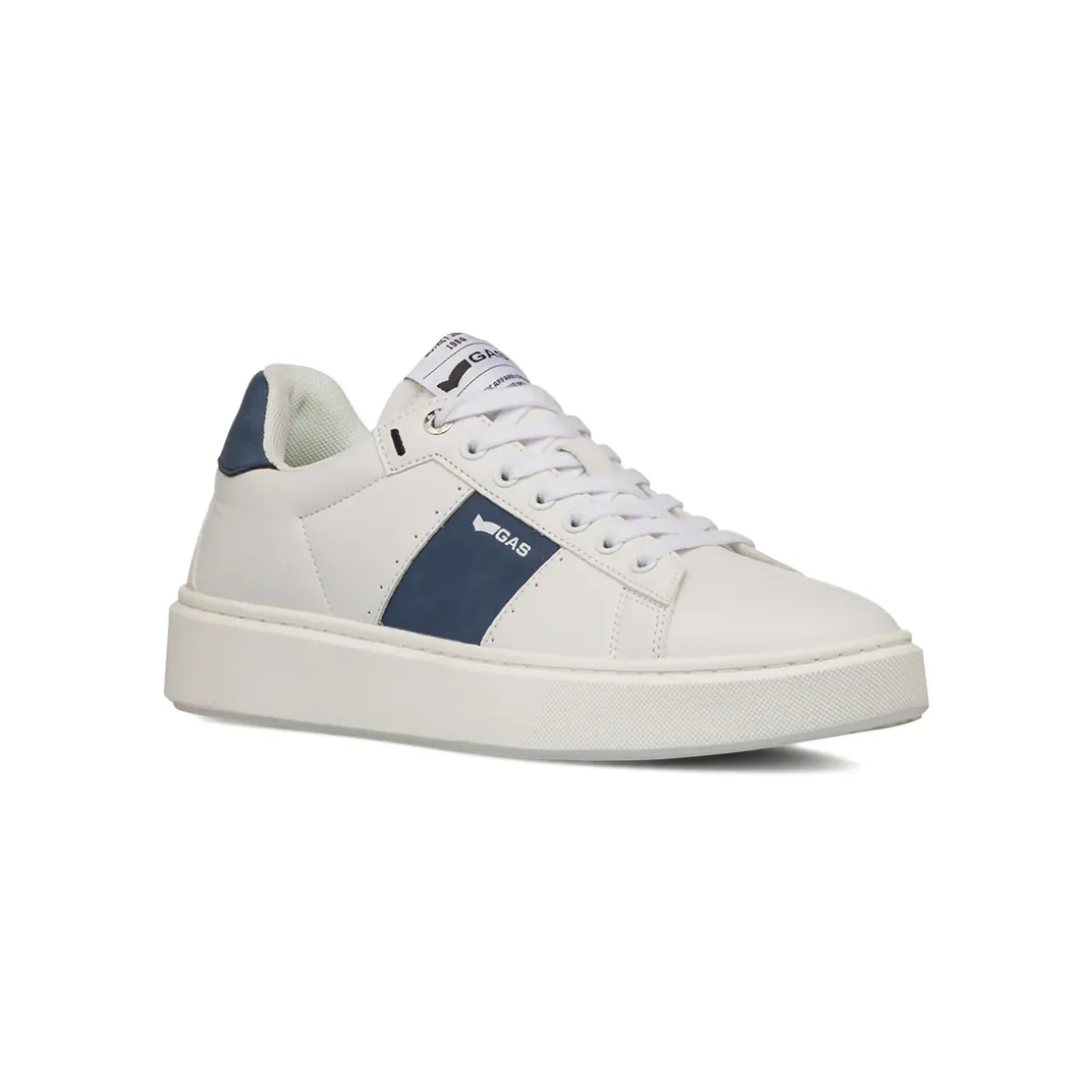 Sneakers platform da Uomo bianche con dettagli blu e con logo Gas