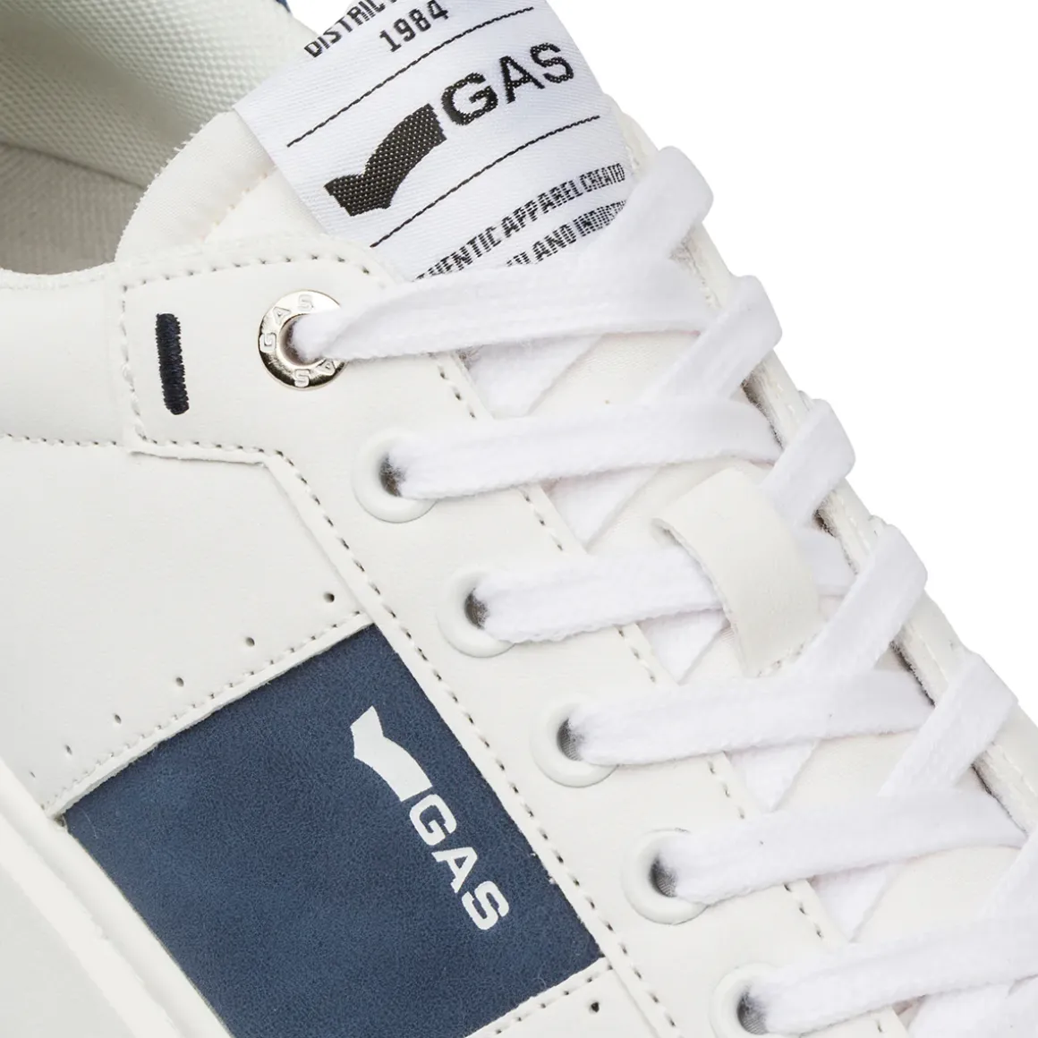 Sneakers platform da Uomo bianche con dettagli blu e con logo Gas