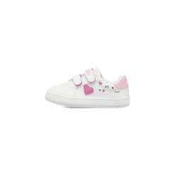 Sneakers Primi passi bambina bianche Kappa con strappo e inserti cuori