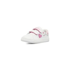 Sneakers Primi passi bambina bianche Kappa con strappo e inserti cuori