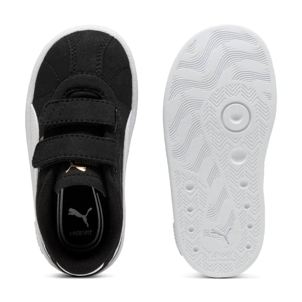 Sneakers primi passi bambina e bambino nere effetto scamosciato con strappo Puma Club II V