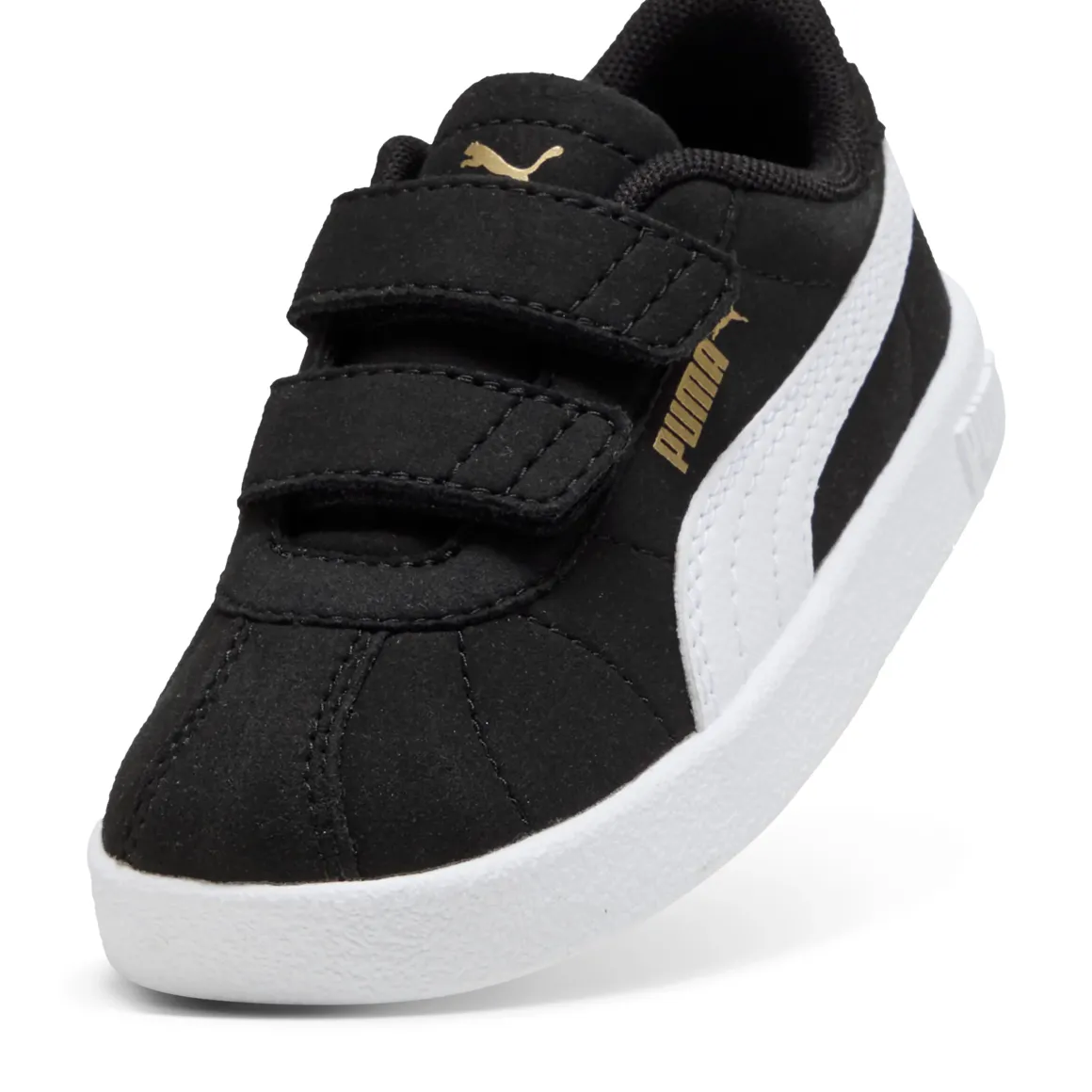 Sneakers primi passi bambina e bambino nere effetto scamosciato con strappo Puma Club II V