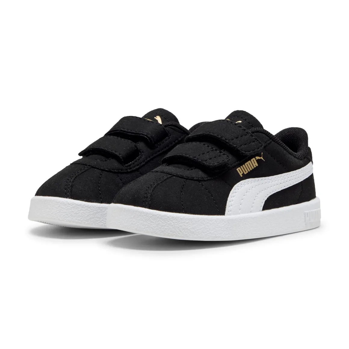 Sneakers primi passi bambina e bambino nere effetto scamosciato con strappo Puma Club II V
