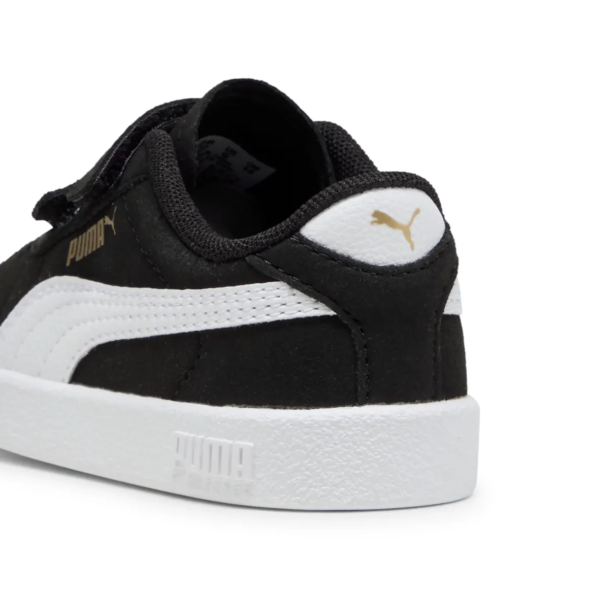 Sneakers primi passi bambina e bambino nere effetto scamosciato con strappo Puma Club II V