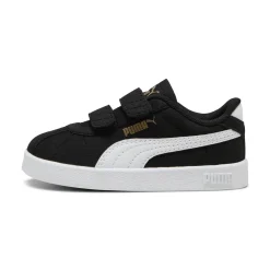 Sneakers primi passi bambina e bambino nere effetto scamosciato con strappo Puma Club II V