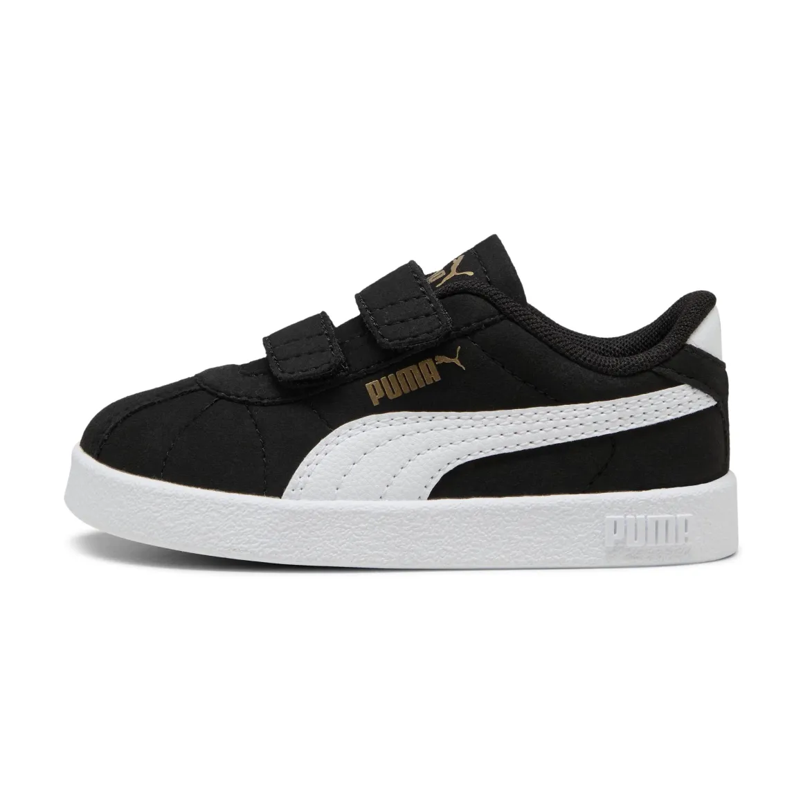 Sneakers primi passi bambina e bambino nere effetto scamosciato con strappo Puma Club II V