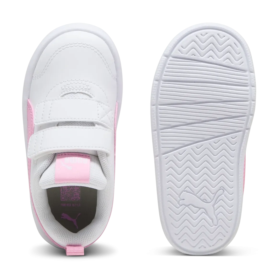 Sneakers primi passi bambina bianche con dettagli rosa Puma Courtflex v3