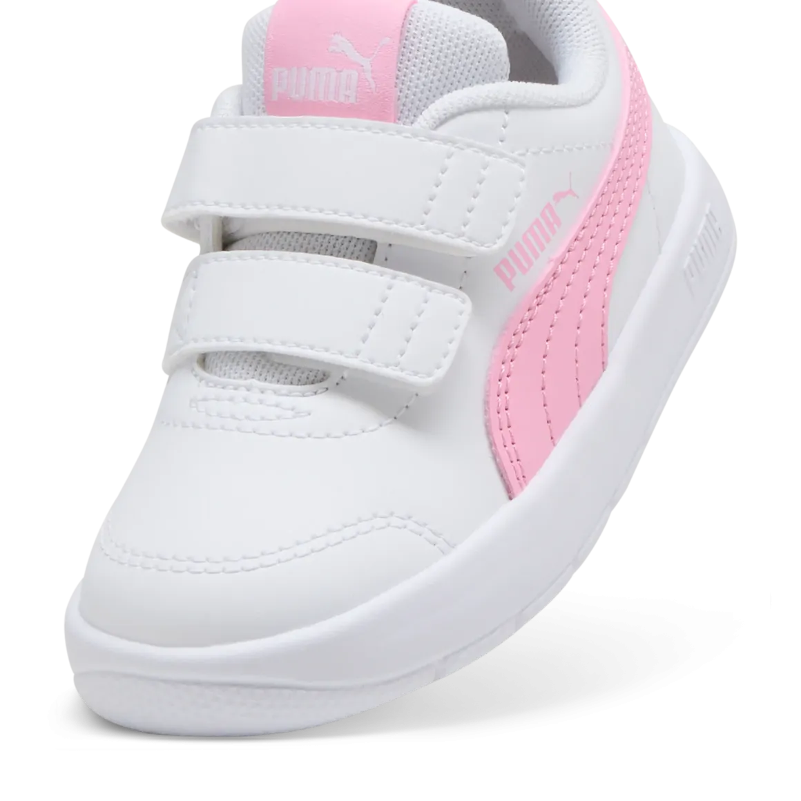 Sneakers primi passi bambina bianche con dettagli rosa Puma Courtflex v3