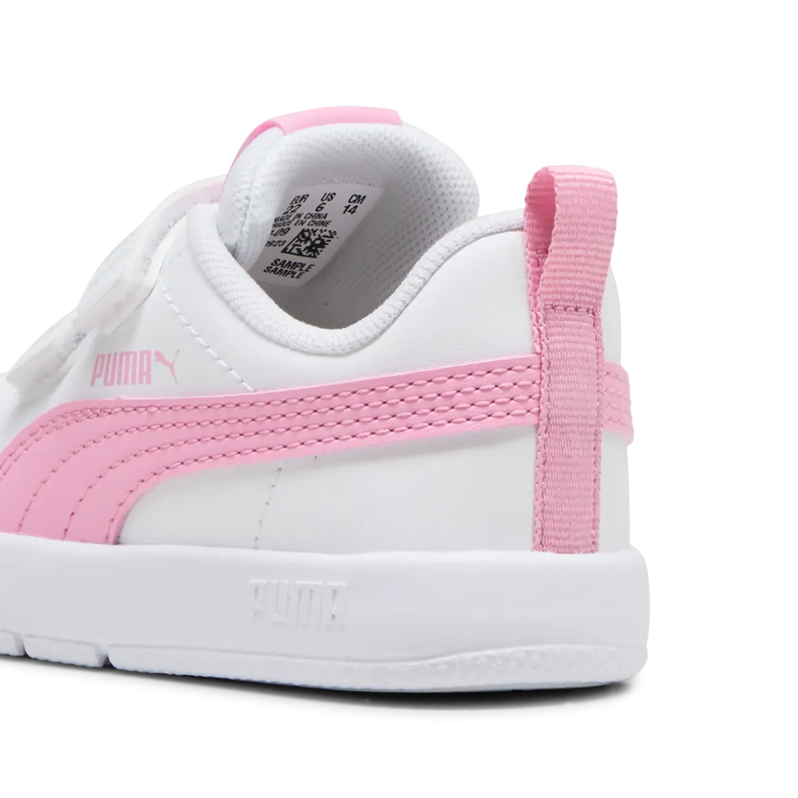Sneakers primi passi bambina bianche con dettagli rosa Puma Courtflex v3