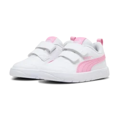 Sneakers primi passi bambina bianche con dettagli rosa Puma Courtflex v3
