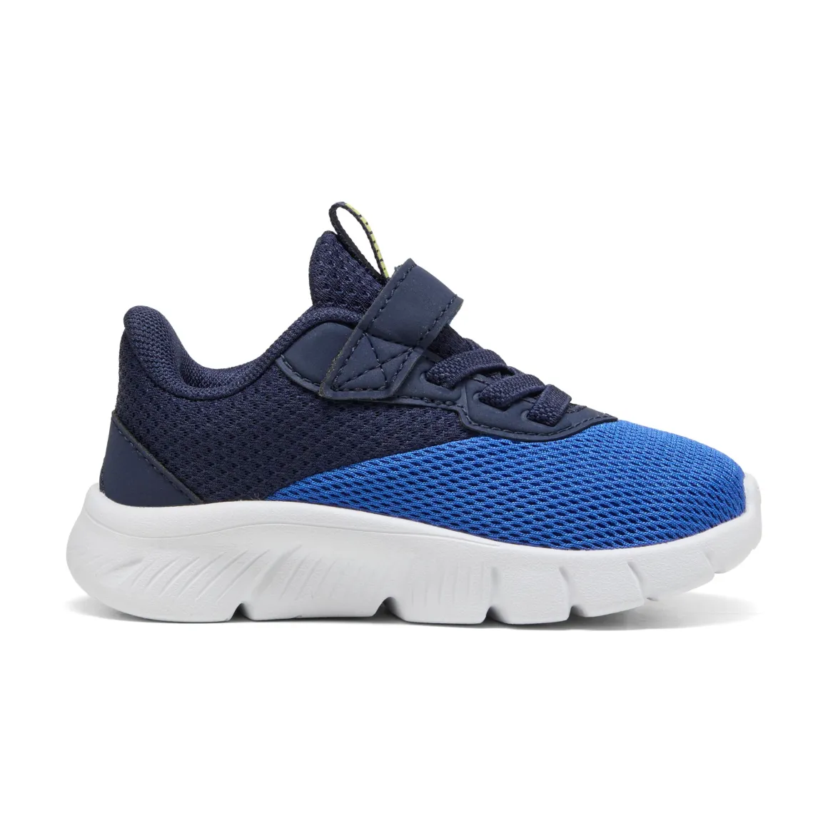 Sneakers primi passi bambino Puma FlexFocus in tessuto mesh blu e azzurro