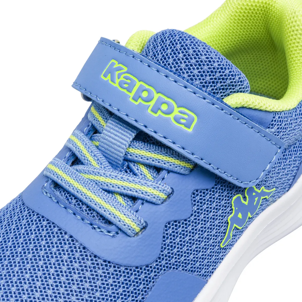 Sneakers Primi Passi bambino Kappa blu con strappo e dettagli verdi