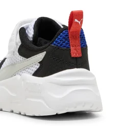 Sneakers primi passi bambino e bambina bianche con dettagli argento e neri Puma Trinity Lite