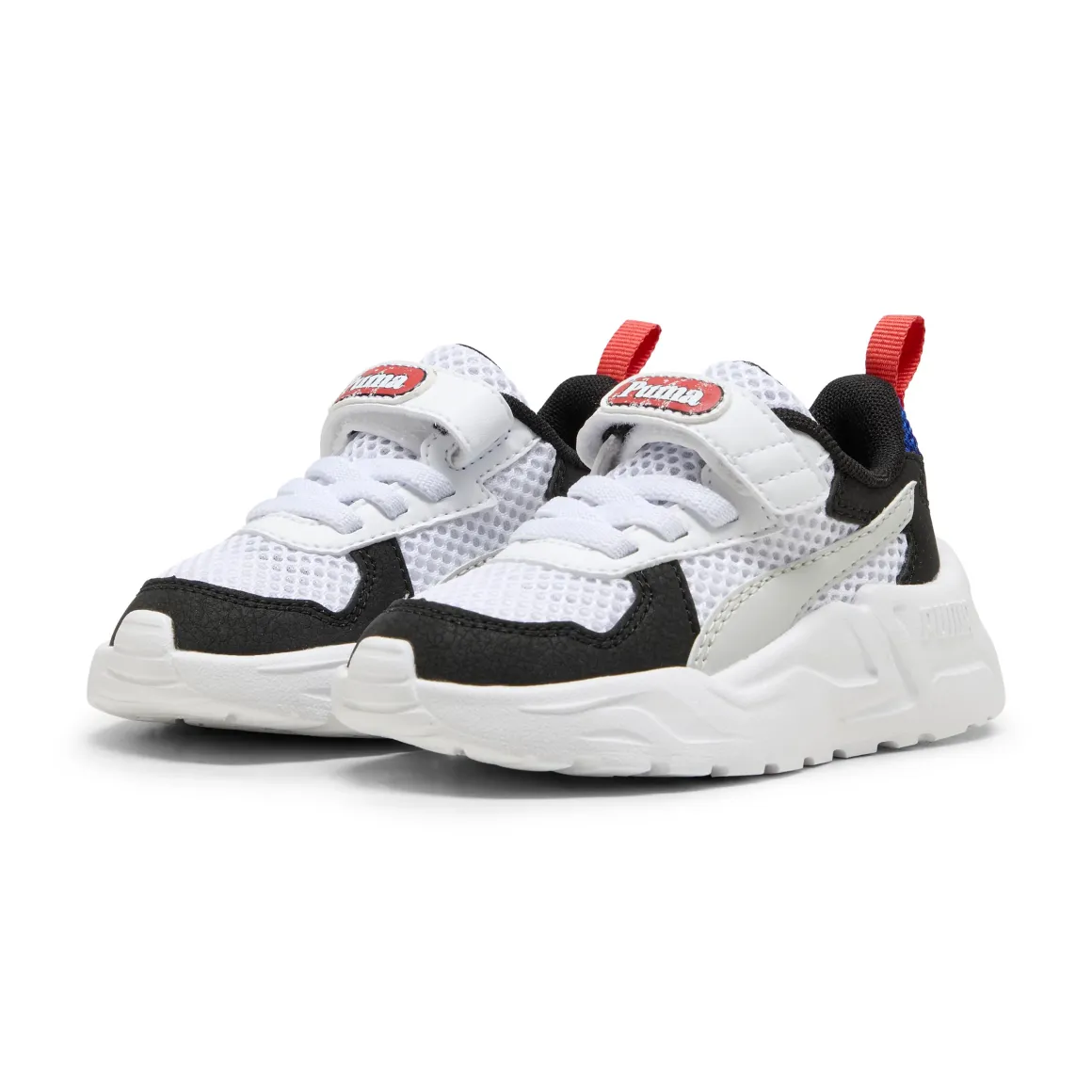 Sneakers primi passi bambino e bambina bianche con dettagli argento e neri Puma Trinity Lite