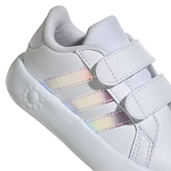 Sneakers primi passi bianche da bambina con dettagli iridescenti adidas Grand Court 2.0 CF I