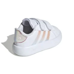 Sneakers primi passi bianche da bambina con dettagli iridescenti adidas Grand Court 2.0 CF I