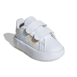 Sneakers primi passi bianche da bambina con dettagli iridescenti adidas Grand Court 2.0 CF I