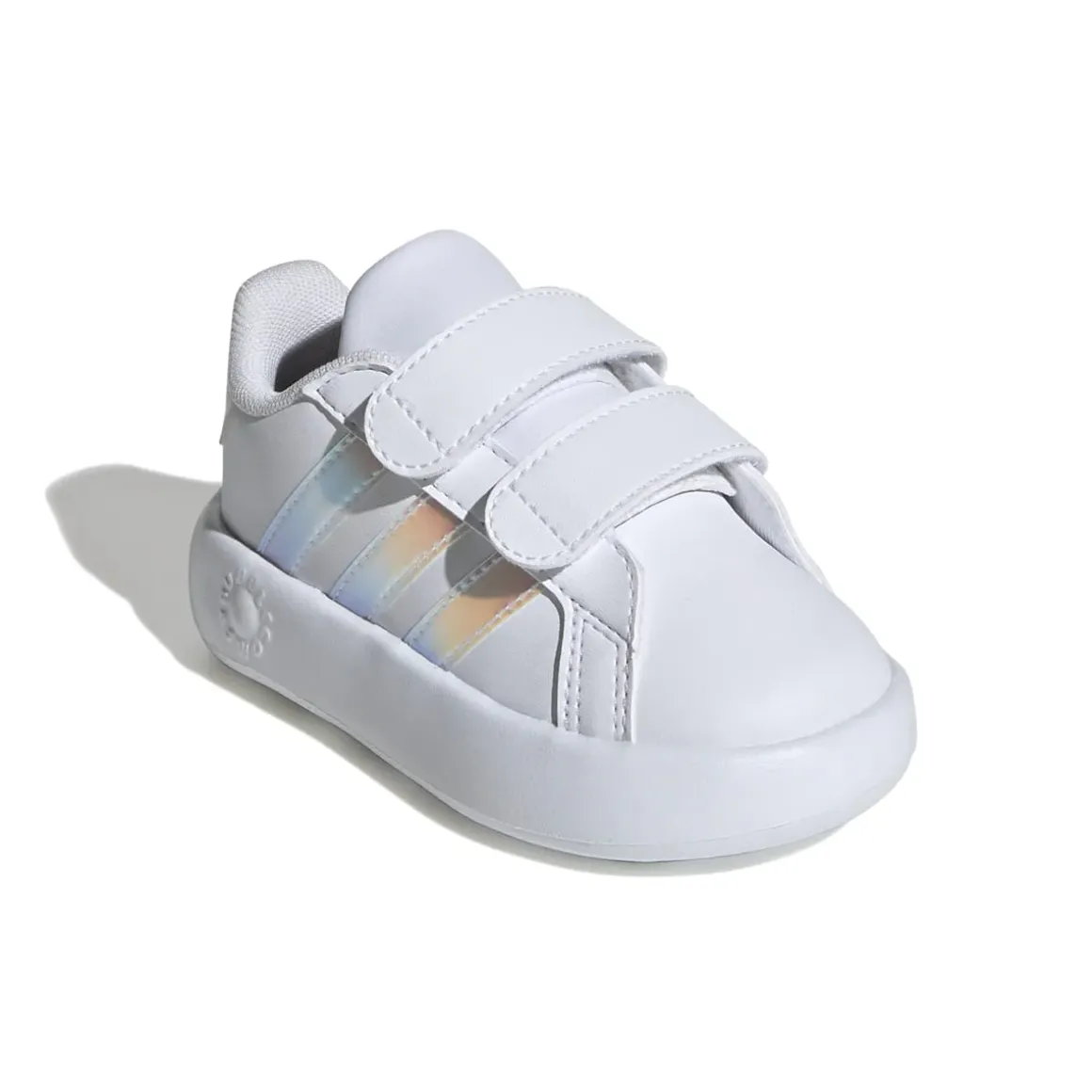Sneakers primi passi bianche da bambina con dettagli iridescenti adidas Grand Court 2.0 CF I