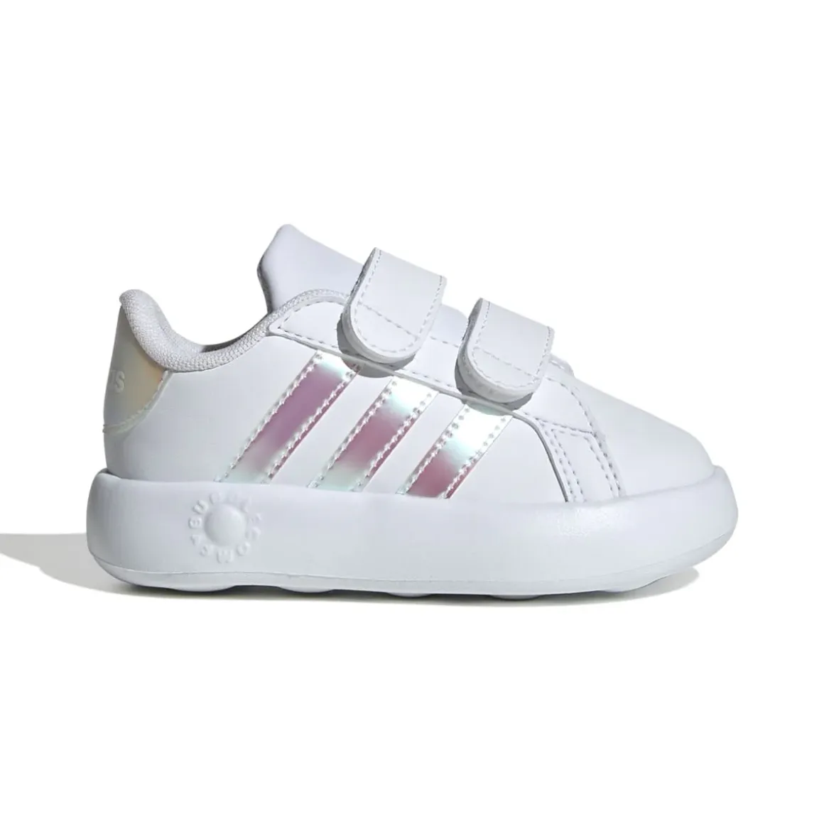 Sneakers primi passi bianche da bambina con dettagli iridescenti adidas Grand Court 2.0 CF I