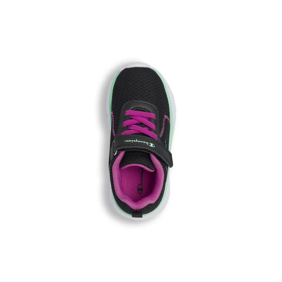 Sneakers primi passi da Bambina nere in mesh con strappo Champion