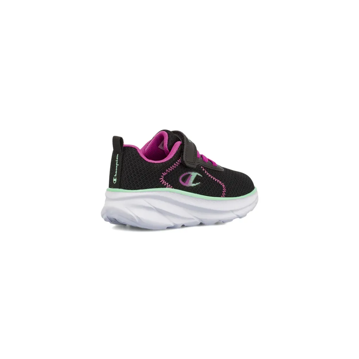 Sneakers primi passi da Bambina nere in mesh con strappo Champion