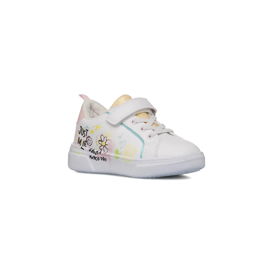 Sneakers Ragazza bianche con stampa colorata Dieci Baci