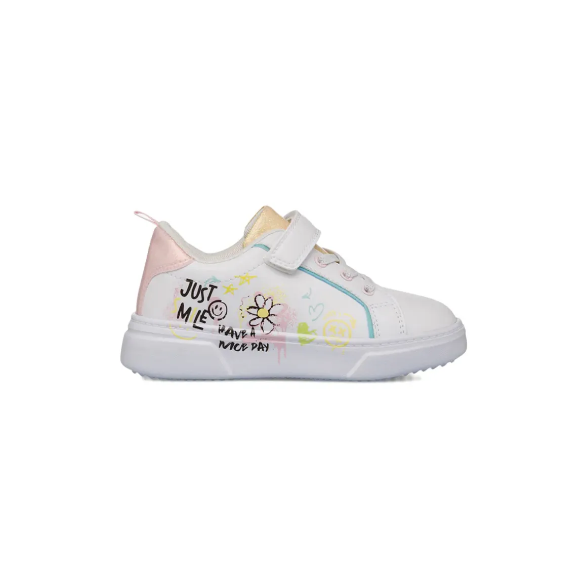 Sneakers Ragazza bianche con stampa colorata Dieci Baci