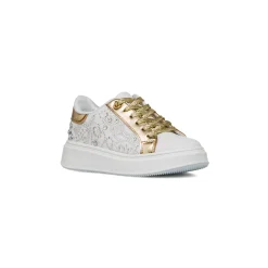 Sneakers Ragazza bianche e oro con strass Dieci Baci