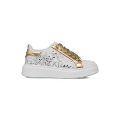Sneakers Ragazza bianche e oro con strass Dieci Baci