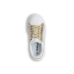 Sneakers Ragazza bianche e oro con strass Dieci Baci