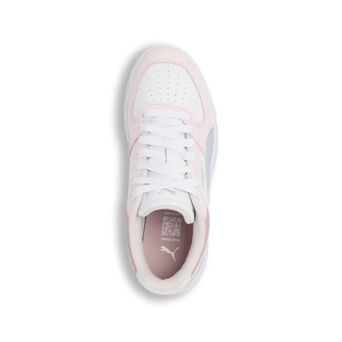 Sneakers Ragazza Bianche e Rosa con Dettagli Azzurri Puma Caven III