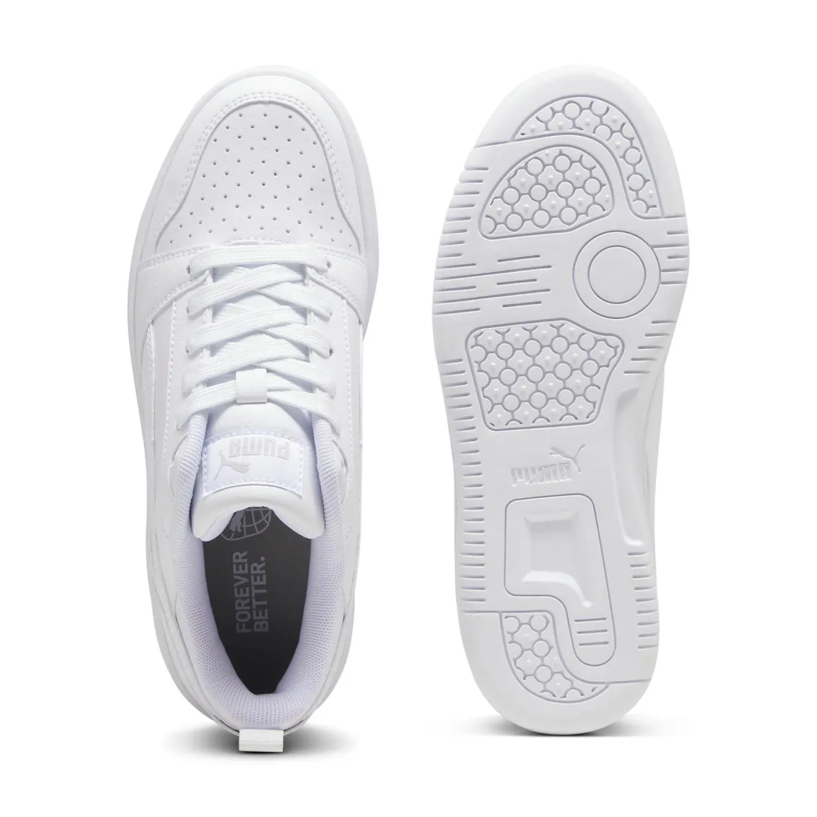 Sneakers ragazza e ragazzo bianche con logo Puma Rebound V6 Low