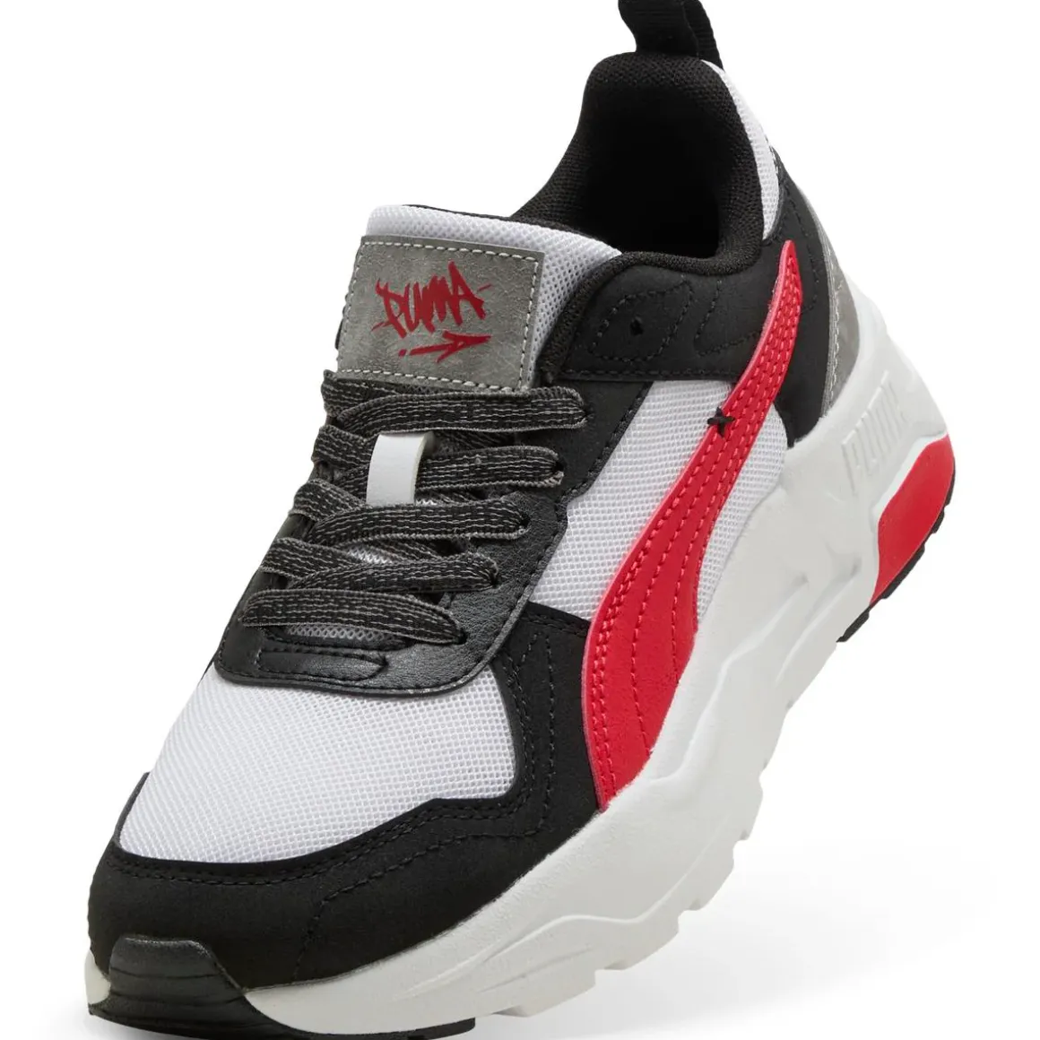 Sneakers Ragazzo bianche e nere con dettagli rossi Puma Trinity 2