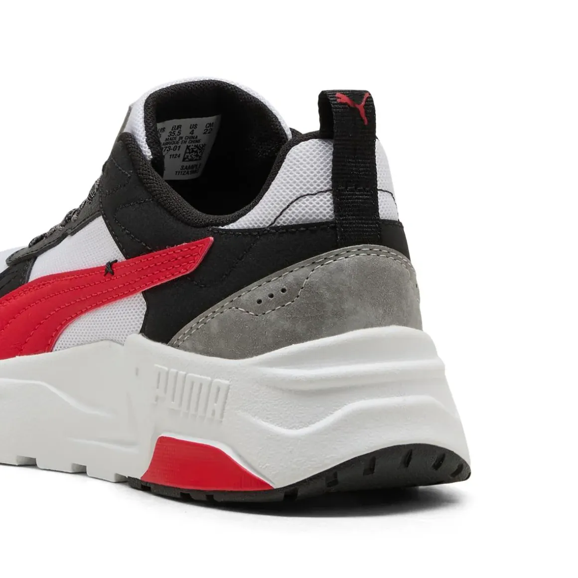 Sneakers Ragazzo bianche e nere con dettagli rossi Puma Trinity 2