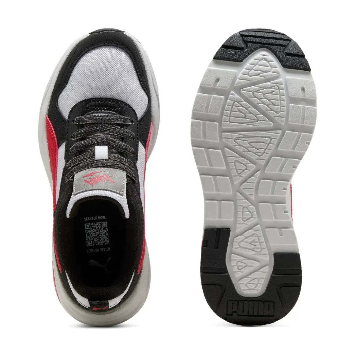 Sneakers Ragazzo bianche e nere con dettagli rossi Puma Trinity 2