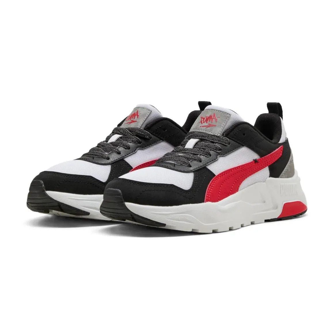 Sneakers Ragazzo bianche e nere con dettagli rossi Puma Trinity 2