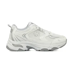 Sneakers retrò bianche da Donna con dettagli argento Swish Jeans