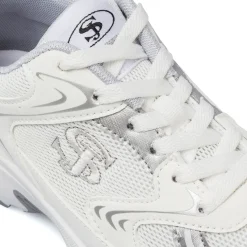 Sneakers retrò bianche da Donna con dettagli argento Swish Jeans