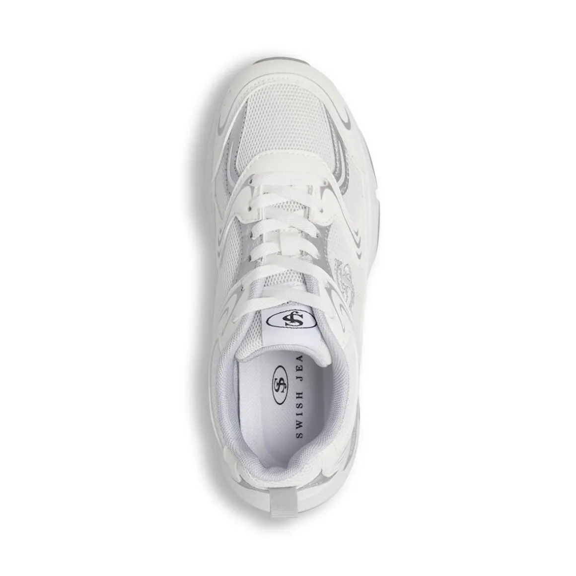 Sneakers retrò bianche da Donna con dettagli argento Swish Jeans